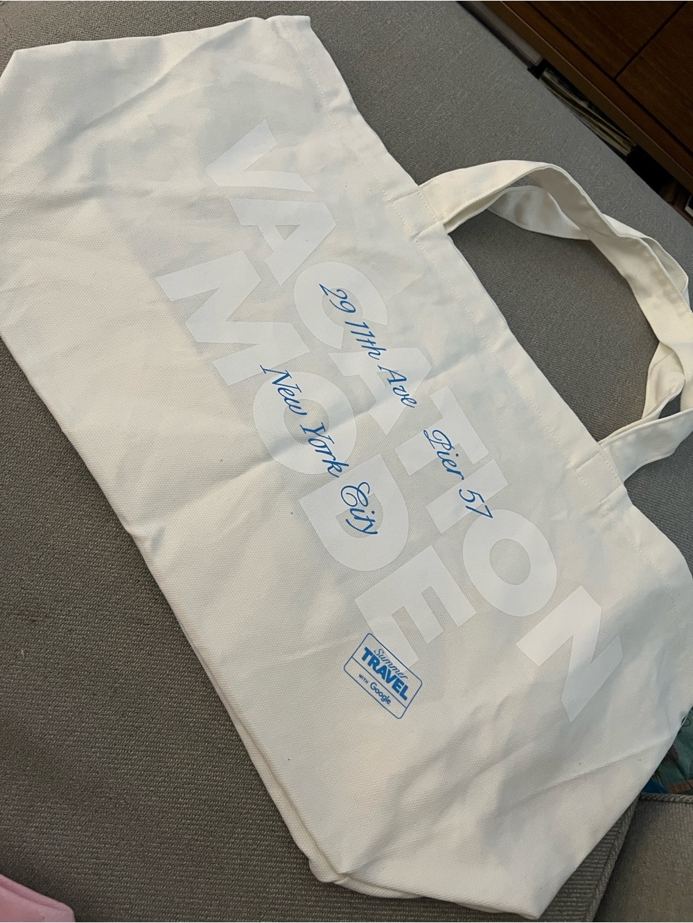 Limited Ed Google Travel "Vacation" Large Canvas Tote Bag - NYC Pier 57